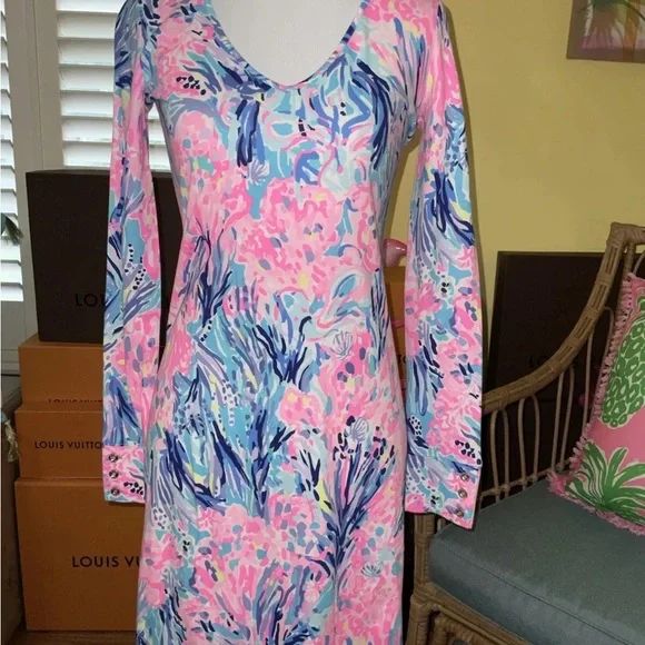 Lilly Pulitzer NWT Davie Dress Periwinkle Fan Sea Pants $98 Size XXS - Picture 2 of 11
